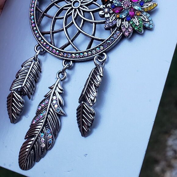 Dream Catcher Brooch with Rhinestones - Picture 8 of 10